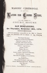 Masonic ceremonial Laying the cornerstone at the courthouse November 12th 1874 San Bernardino California 5