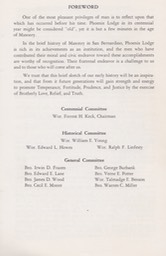 Phoenix Lodge 178  100 years of Freemasonry October 20, 1865-1965 San Bernardino California 2